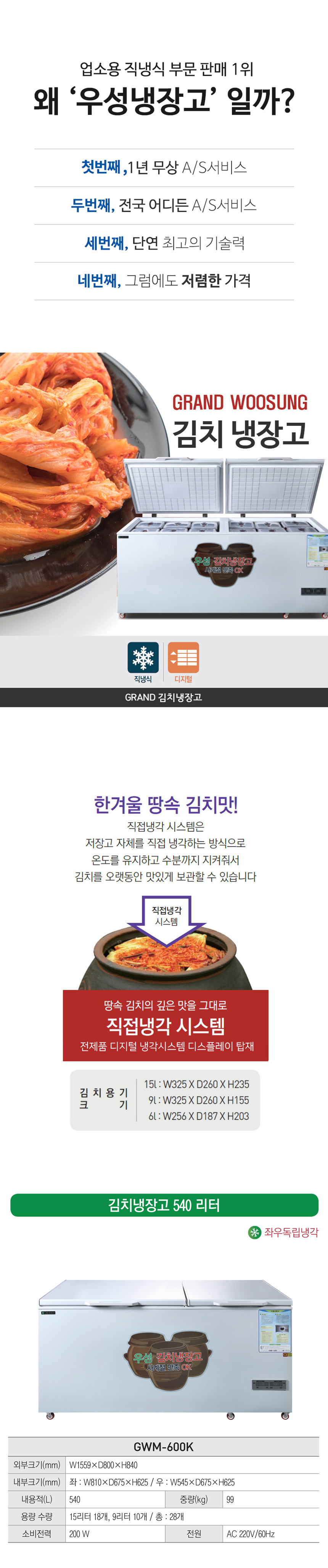 CI_[그랜드우성] 김치 냉장고 540L (GWM-600K) 상세 이미지 1